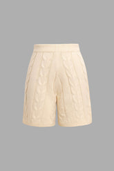Pantalones cortos de punto trenzado con cintura alta